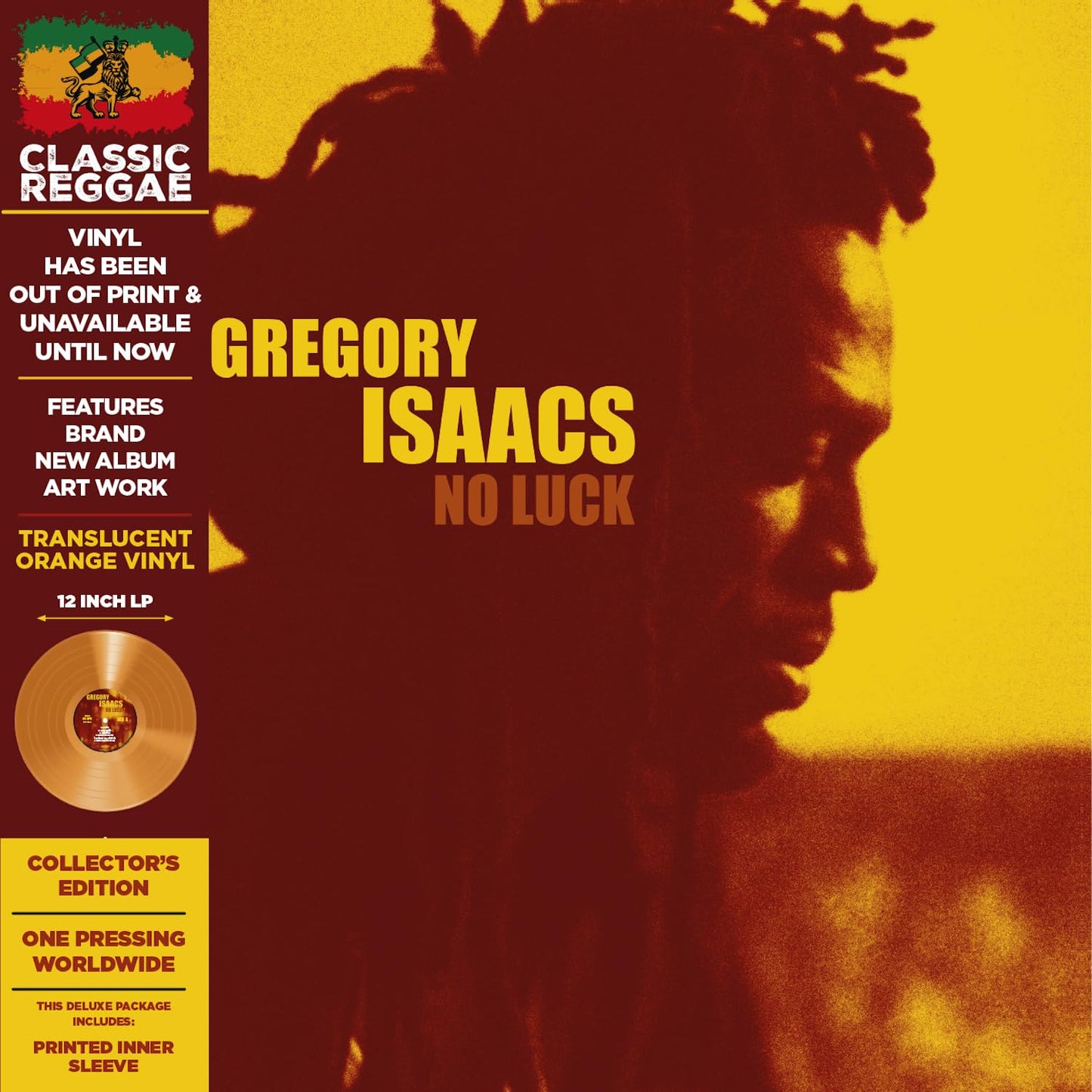 Gregory Isaacs - No Luck Limited Edition Translucent Orange Vinyl LP